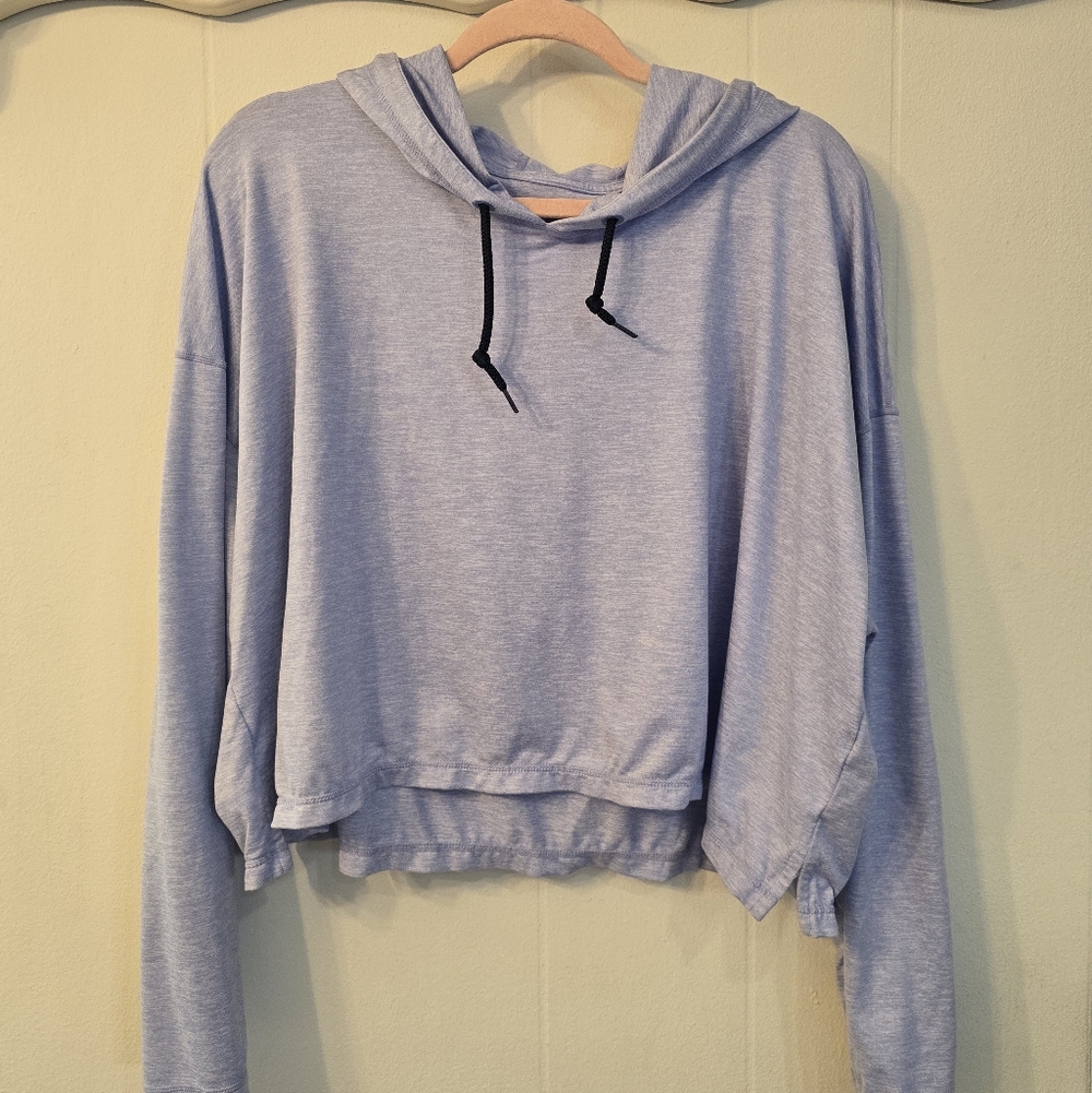 Athleta Uptempo Short Hoodie in periwinkle blue